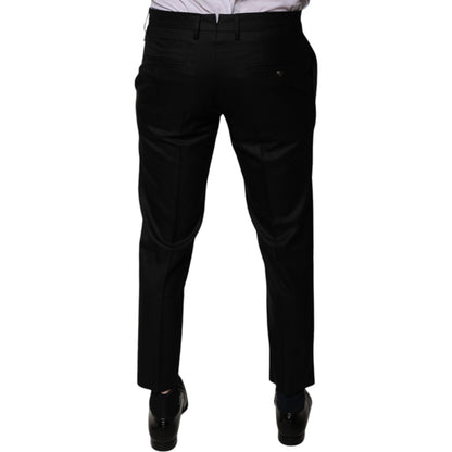 Dolce & Gabbana Black Wool Tapered Formal Dress Pants