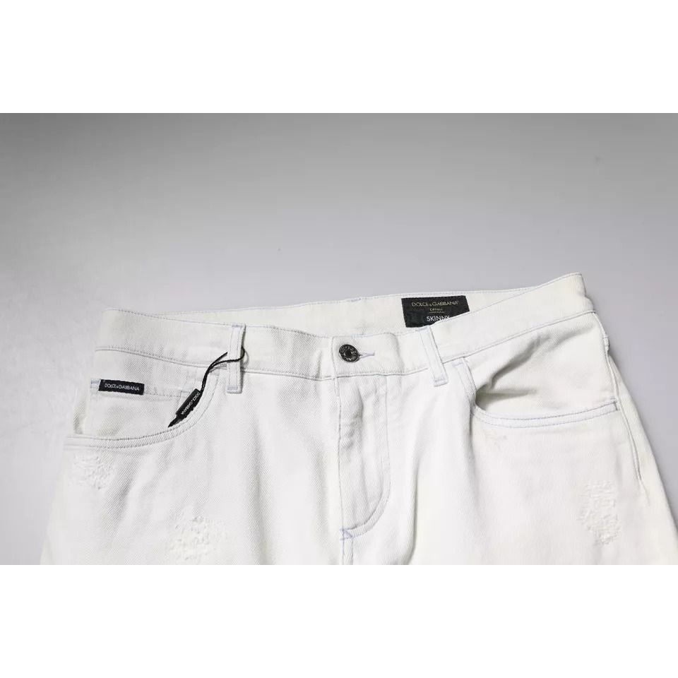 Dolce & Gabbana White Cotton Skinny Denim Jeans