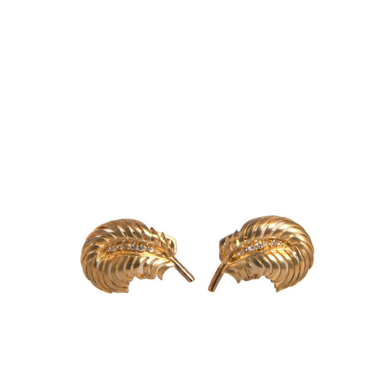 Dolce & Gabbana Gold 925 Sterling Silver Crystal Leaf Cufflink Dolce & Gabbana