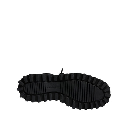 Dolce & Gabbana Black Padded Mid Calf Lace Up Boots Shoes