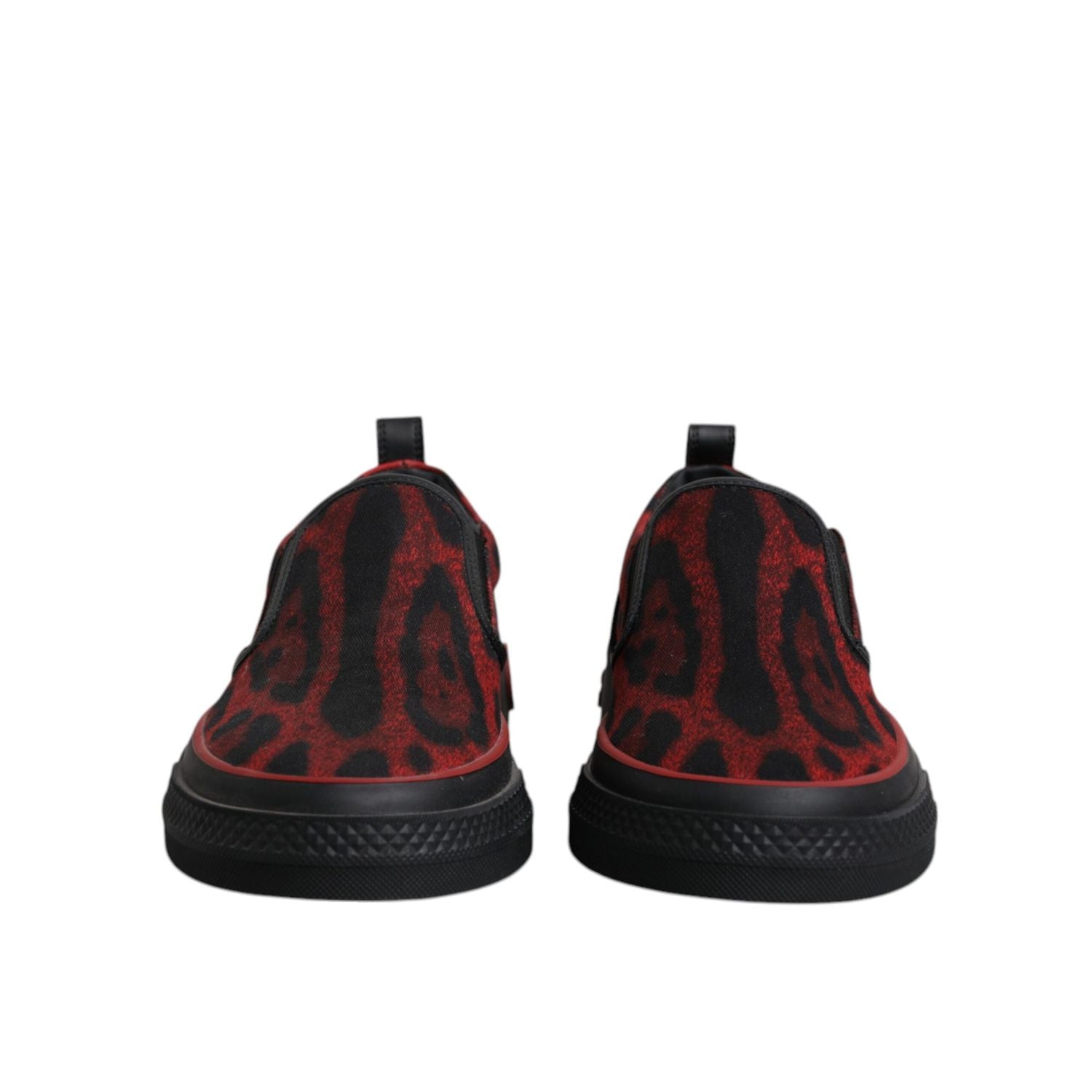 Dolce & Gabbana Red Black Leopard Cotton Men Low Top Sneakers Shoes