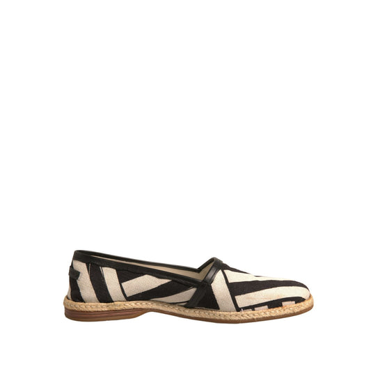 Dolce & Gabbana Black White Stripes Slip On Espadrille Shoes Dolce & Gabbana