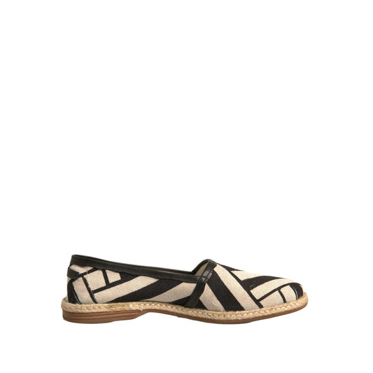 Dolce & Gabbana Black White Stripes Slip On Espadrille Shoes Dolce & Gabbana