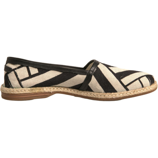 Dolce & Gabbana Black White Stripes Slip On Espadrille Shoes Dolce & Gabbana