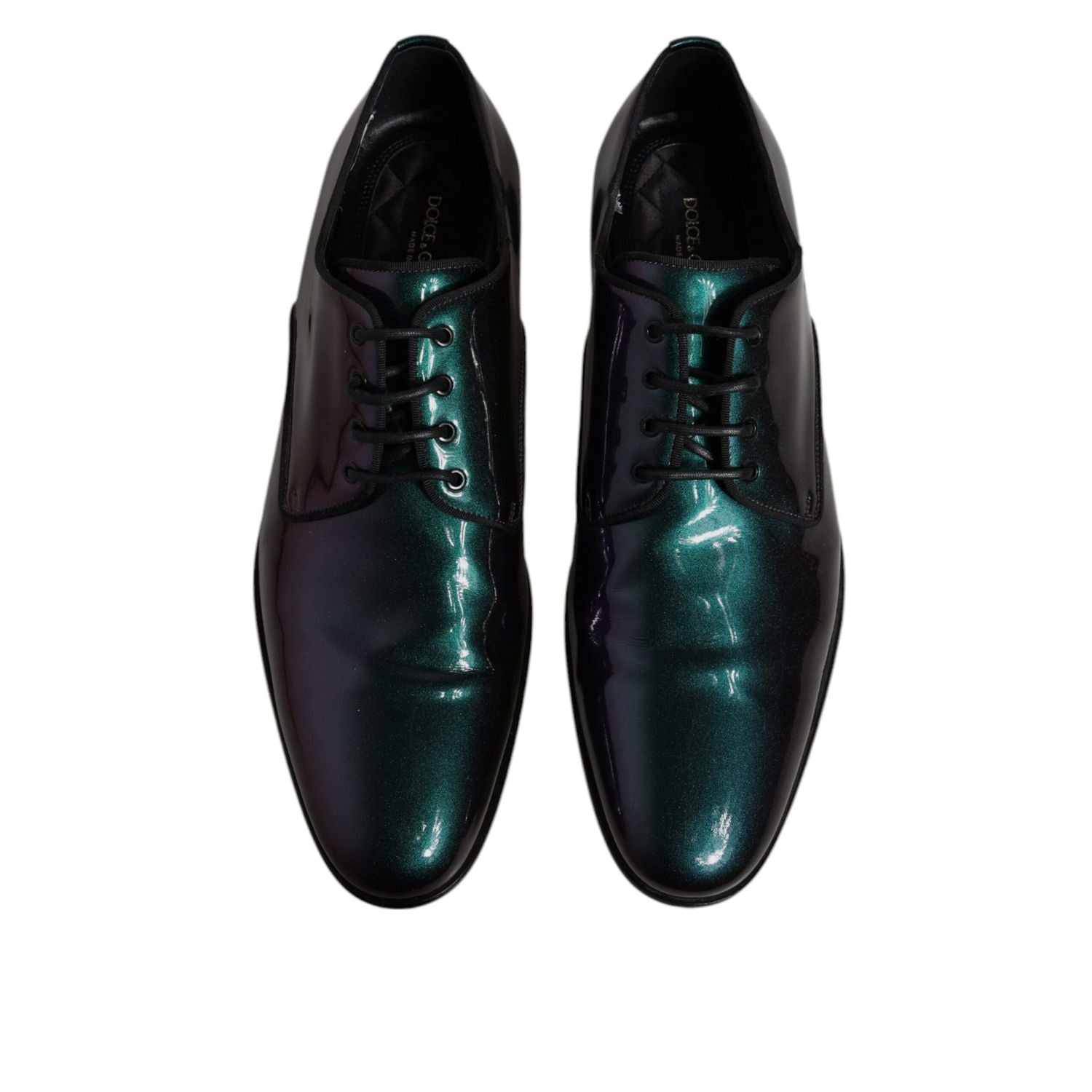 Dolce & Gabbana Multicolor Peacock Patent Leather Derby Men Dress Shoes