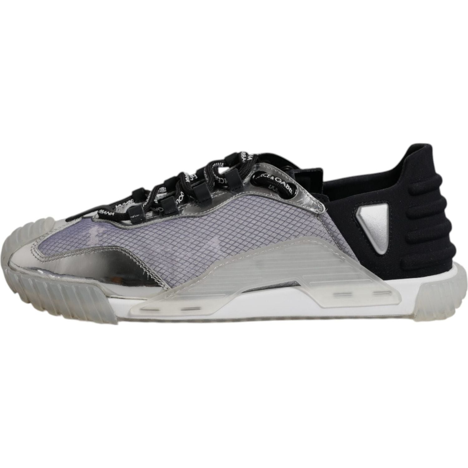 Dolce & Gabbana Silver Black Nylon NS1 Low Top Sneakers Shoes