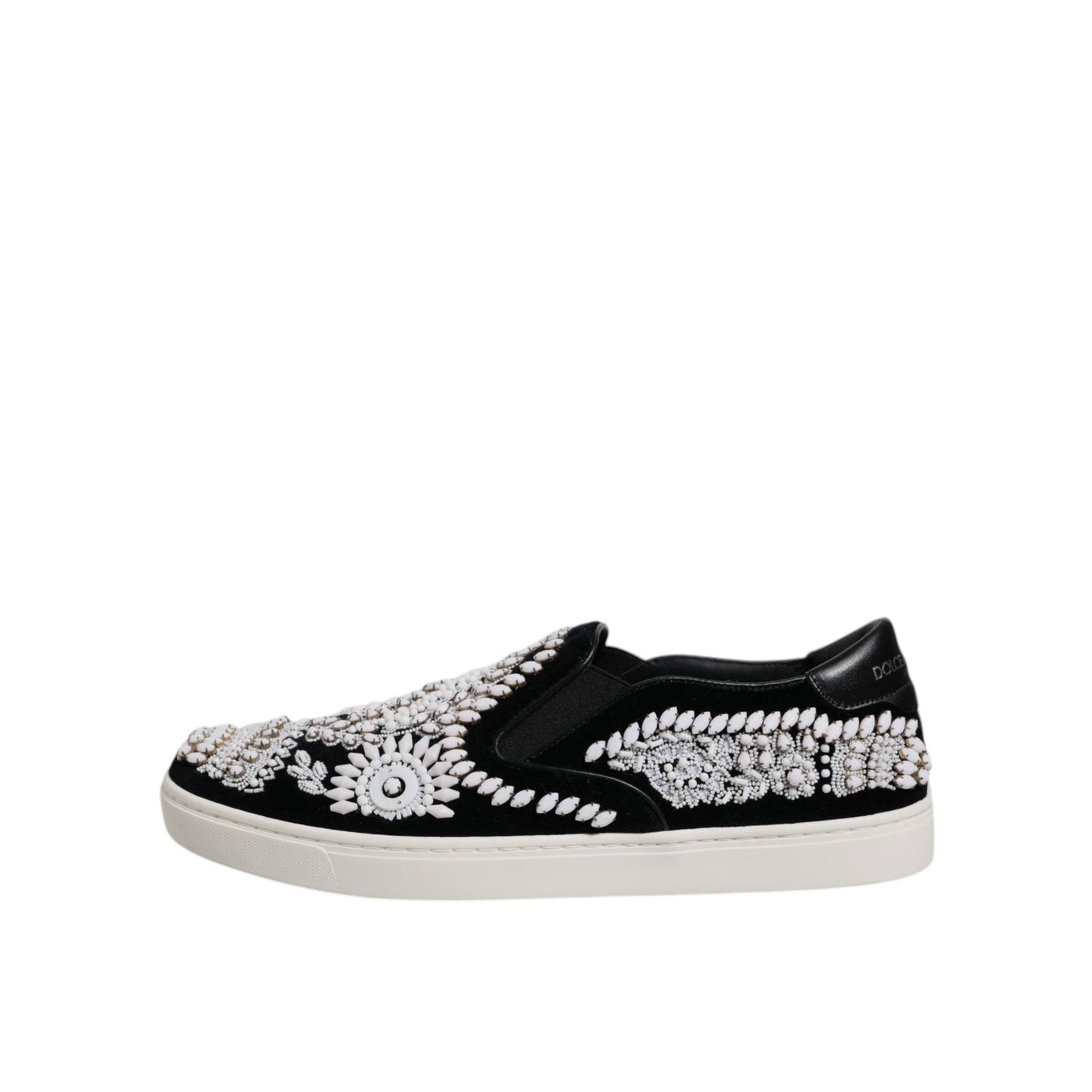 Dolce & Gabbana Black Embellished London Men Slip On Shoes