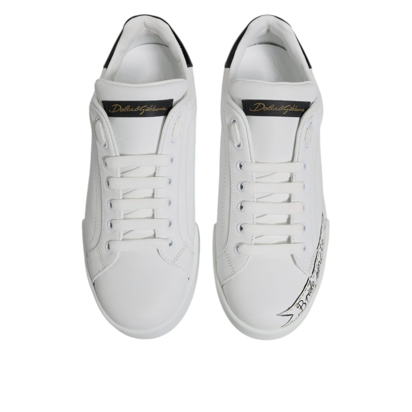 Dolce & Gabbana White Leather Low Top Lace Up Sneakers Shoes