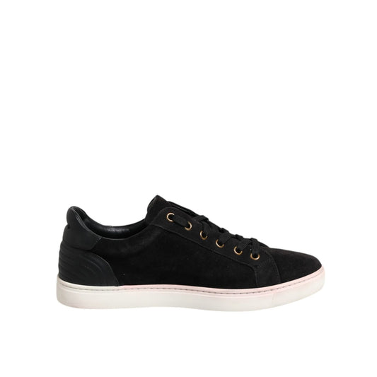Dolce & Gabbana Black Logo Suede Leather Men Sneakers Shoes