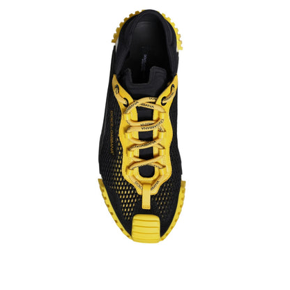 Dolce & Gabbana Black Yellow Low Top NS1 Sneakers Shoes