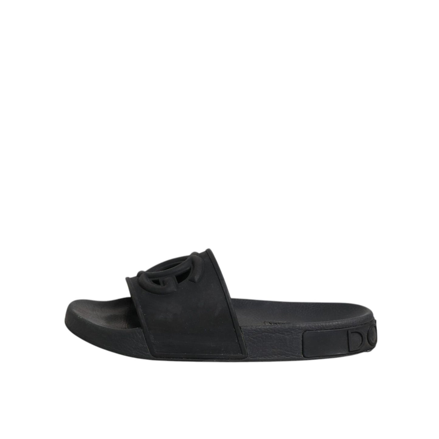 Dolce & Gabbana Black Rubber Slides Sandals Beachwear Shoes