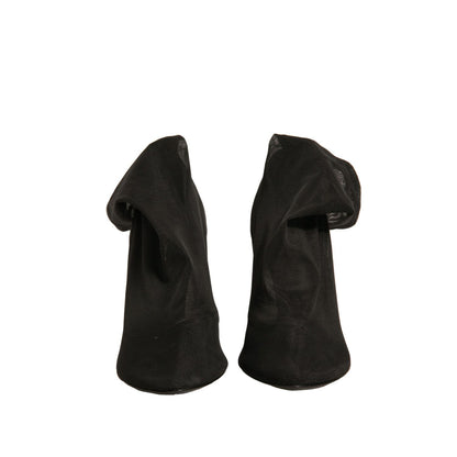 Dolce & Gabbana Black Silk Mesh Sock Style Heels Boots Shoes