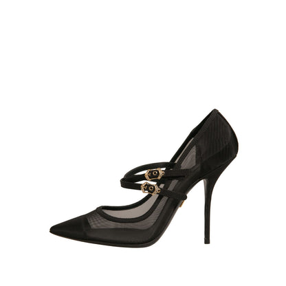 Dolce & Gabbana Black Mesh Mary Jane High Heels Pumps Shoes