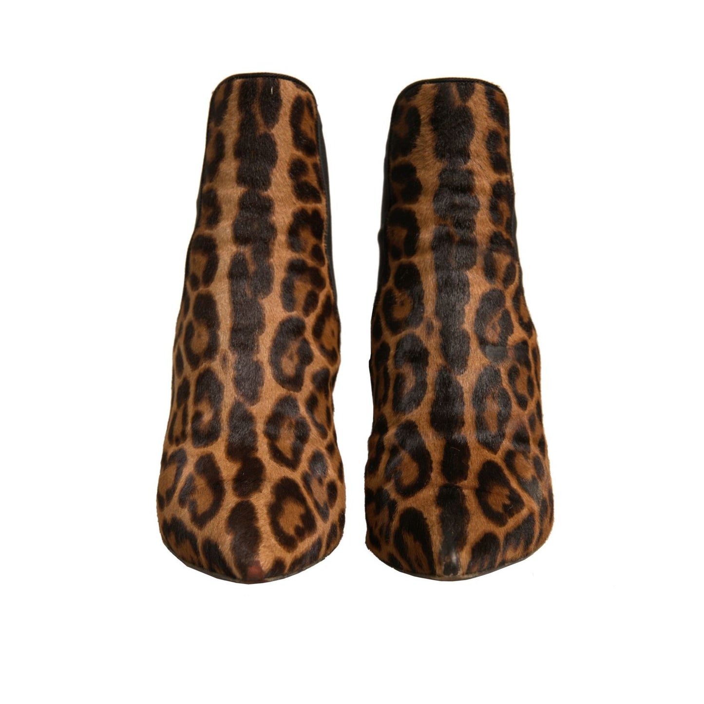 Dolce & Gabbana Brown Leopard Leather Stretch Heels Boots Shoes