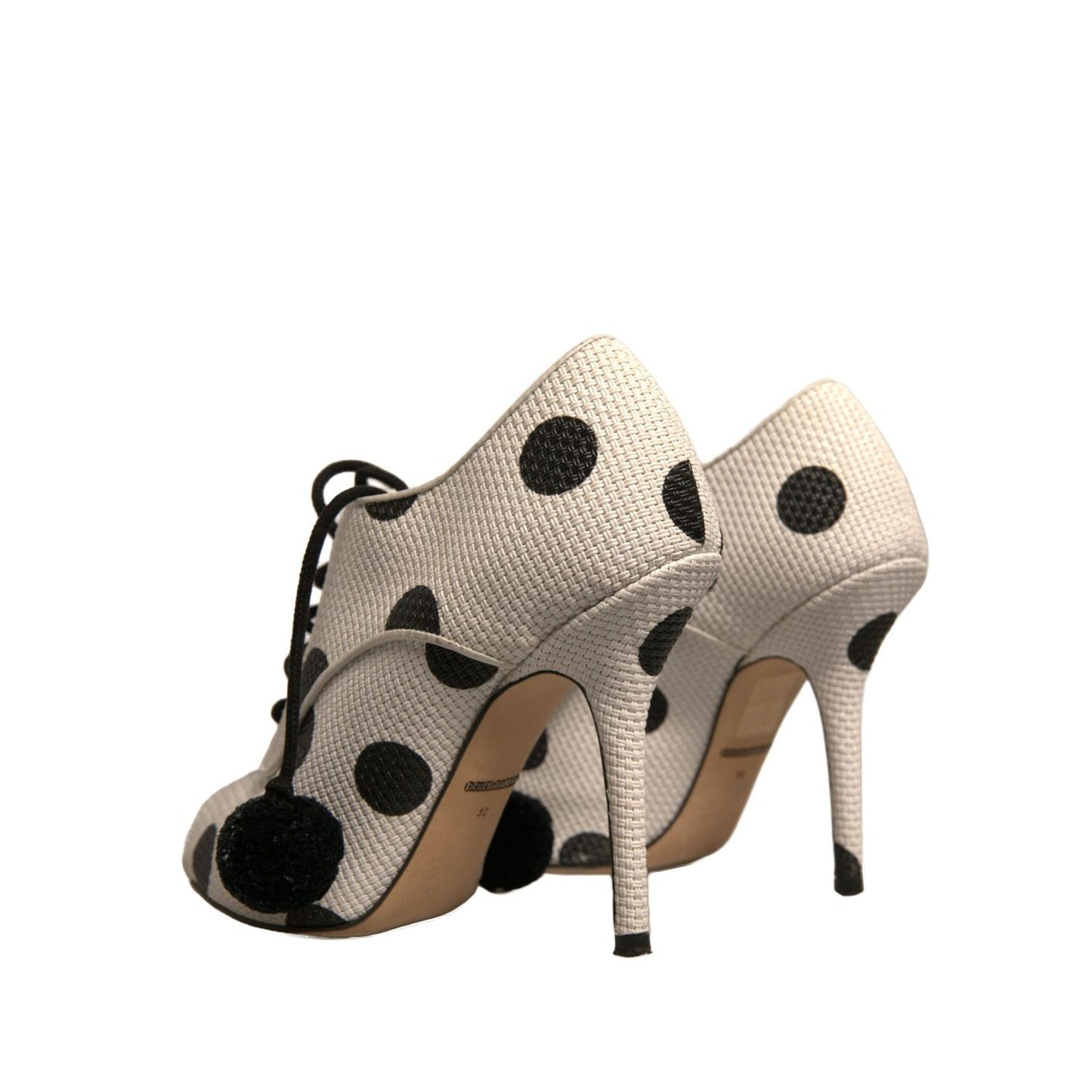 Dolce & Gabbana White Black Polka Dot Peep Toe Ankle Boots Shoes