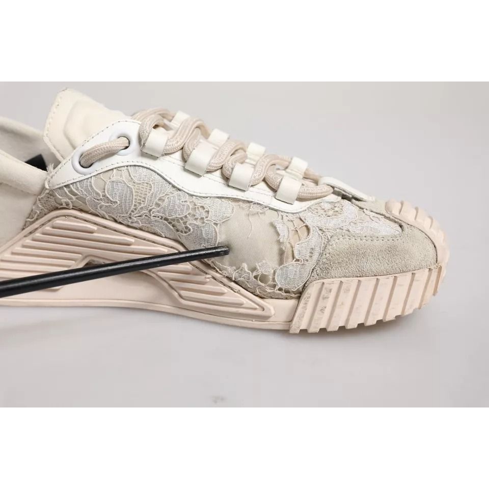 Dolce & Gabbana White Lace NS1 Low Top Sneaker Sports Shoes