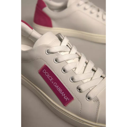 Dolce & Gabbana White Suede Leather Low Top Sneakers Shoes