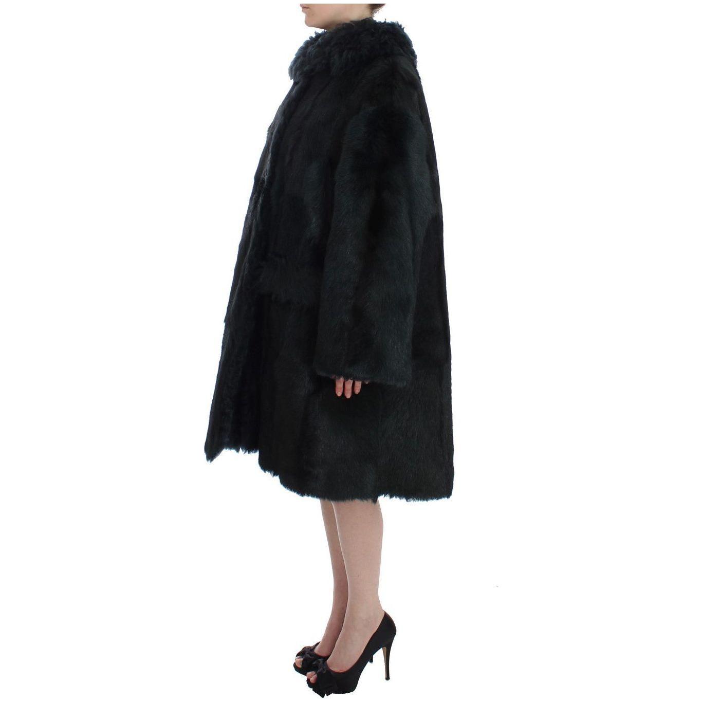 Dolce & Gabbana Black Goat Fur Shearling Long Jacket Coat 1728,67345645728,Black,Clothing,Coats - Jackets & Coats - Clothing,Dolce & Gabbana,Fur,IT40|S,Jackets & Coats - Clothing,Material: 100% Goatskin,New with tags,Shearling,Tops & T-Shirts - Women - Cl