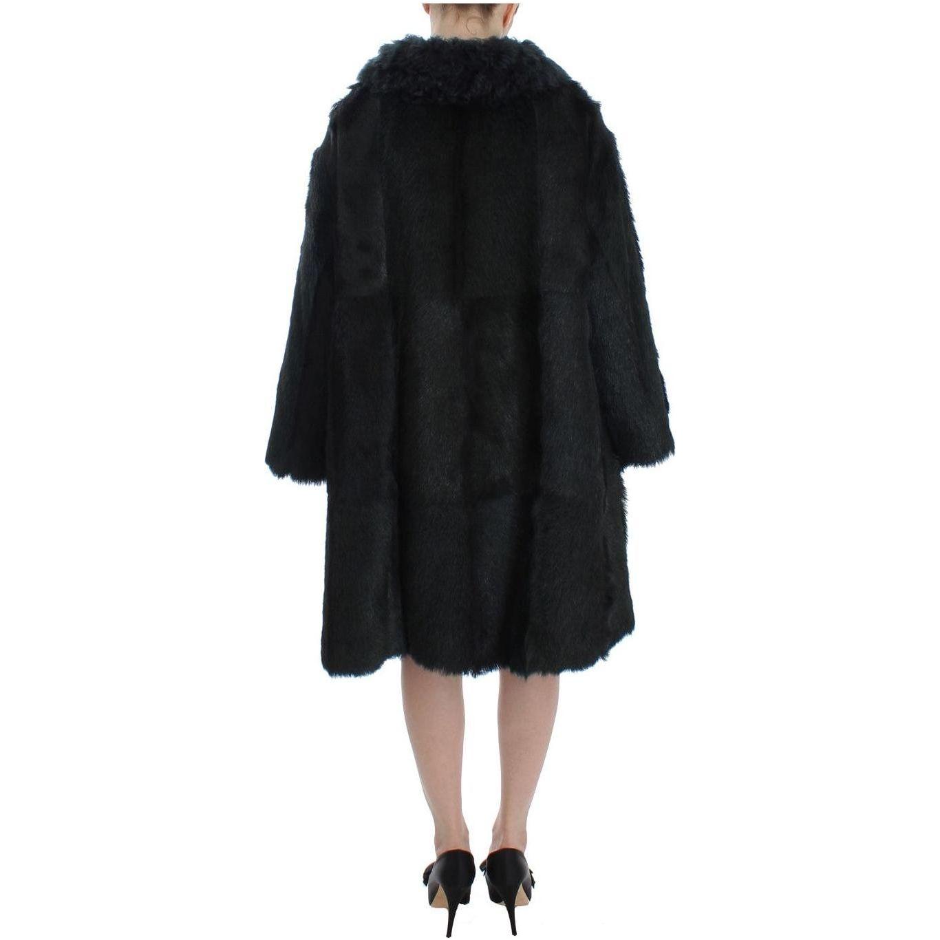 Dolce & Gabbana Black Goat Fur Shearling Long Jacket Coat 1728,67345645728,Black,Clothing,Coats - Jackets & Coats - Clothing,Dolce & Gabbana,Fur,IT40|S,Jackets & Coats - Clothing,Material: 100% Goatskin,New with tags,Shearling,Tops & T-Shirts - Women - Cl