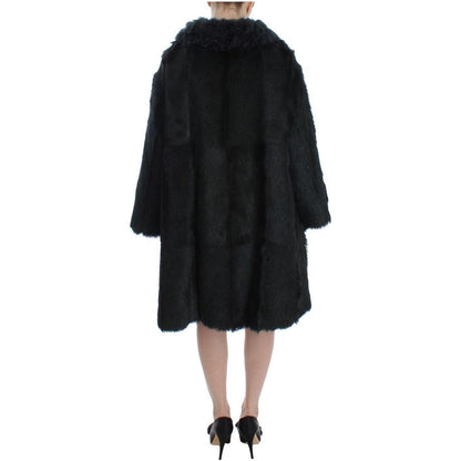 Dolce & Gabbana Black Goat Fur Shearling Long Jacket Coat 1728,67345645728,Black,Clothing,Coats - Jackets & Coats - Clothing,Dolce & Gabbana,Fur,IT40|S,Jackets & Coats - Clothing,Material: 100% Goatskin,New with tags,Shearling,Tops & T-Shirts - Women - Cl