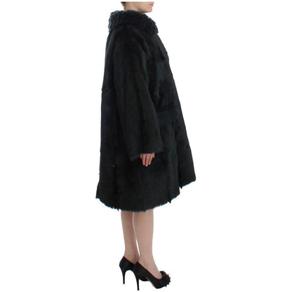 Dolce & Gabbana Black Goat Fur Shearling Long Jacket Coat 1728,67345645728,Black,Clothing,Coats - Jackets & Coats - Clothing,Dolce & Gabbana,Fur,IT40|S,Jackets & Coats - Clothing,Material: 100% Goatskin,New with tags,Shearling,Tops & T-Shirts - Women - Cl