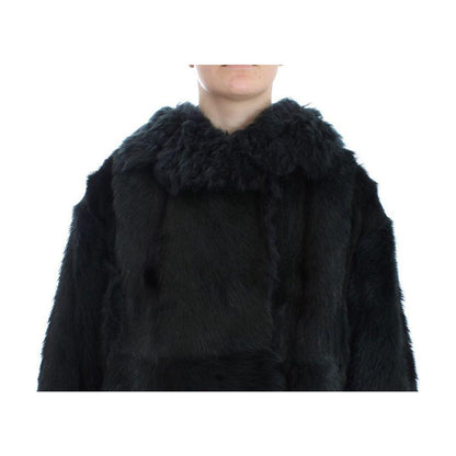Dolce & Gabbana Black Goat Fur Shearling Long Jacket Coat 1728,67345645728,Black,Clothing,Coats - Jackets & Coats - Clothing,Dolce & Gabbana,Fur,IT40|S,Jackets & Coats - Clothing,Material: 100% Goatskin,New with tags,Shearling,Tops & T-Shirts - Women - Cl