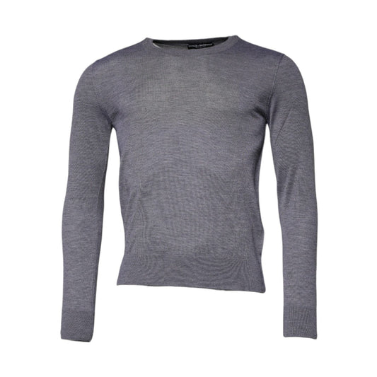 Dolce & Gabbana Gray Cashmere Crew Neck Pullover Sweater Dolce & Gabbana