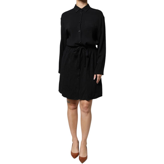 Emporio Armani Black Viscose Long Sleeves A-line Mini Dress Emporio Armani