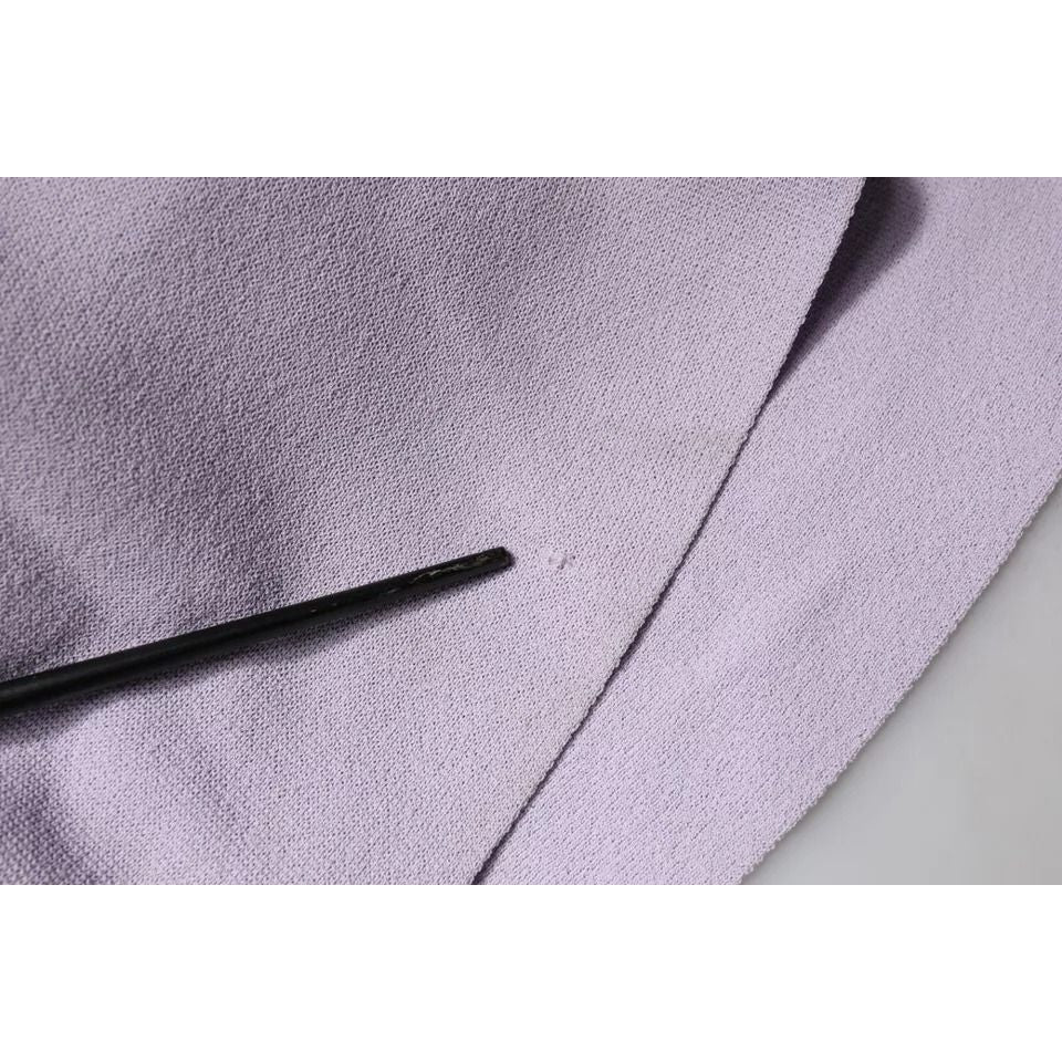 Blumarine Purple Short Sleeves Floral Lace Trim A-line Midi Dress