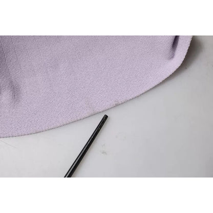 Blumarine Purple Short Sleeves Floral Lace Trim A-line Midi Dress Blumarine