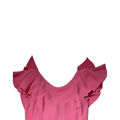 Dondup Pink Viscose Short Sleeves Backless Sheath Mini Dress Dondup