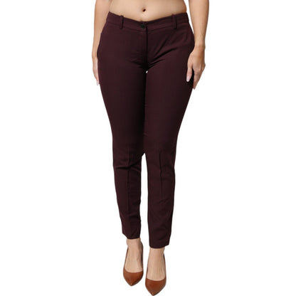 Aniye By Maroon Mid Waist Tapered Skinny Dress Pants Aniye By