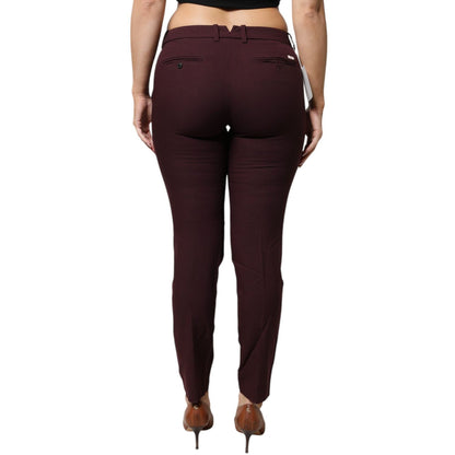 Aniye By Maroon Mid Waist Tapered Skinny Dress Pants Aniye By