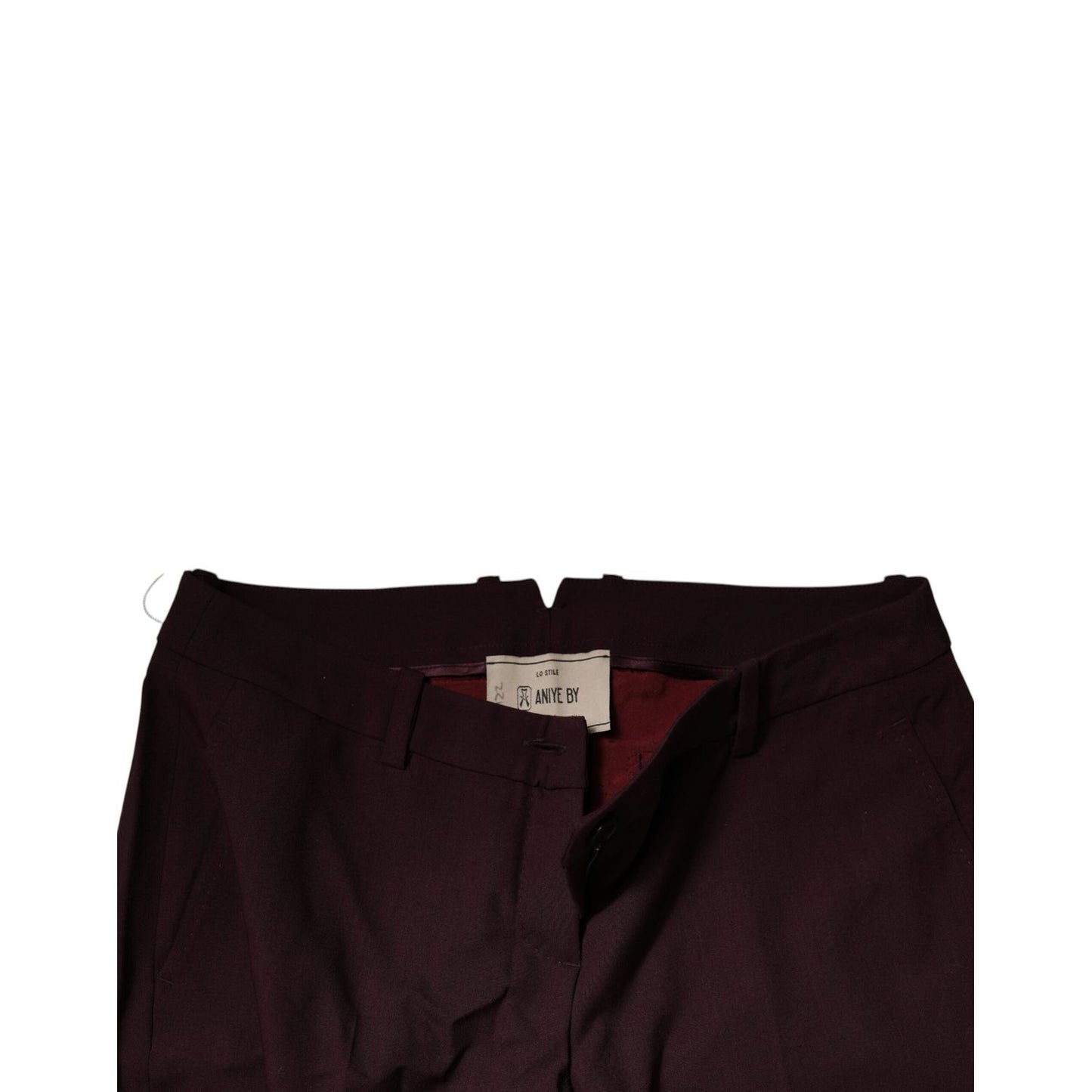 Aniye By Maroon Mid Waist Tapered Skinny Dress Pants Aniye By