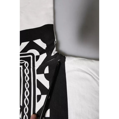 Dolce & Gabbana White Black Print Cotton Sweatshirt Sweater