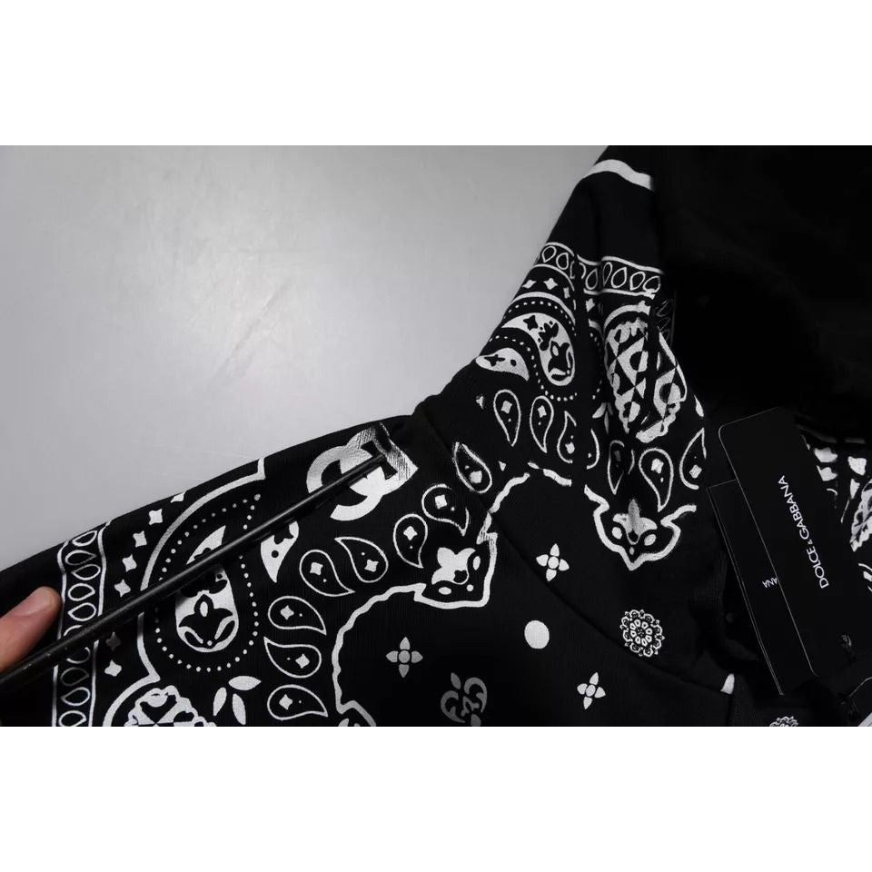 Dolce & Gabbana Black Bandana Hooded Men Sweatshirt Sweater
