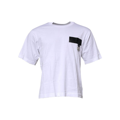 Dolce & Gabbana White Logo Patch Cotton Crew Neck T-shirt