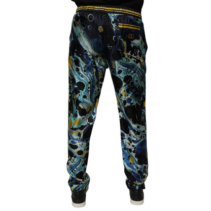 Dolce & Gabbana Multicolor Marble Print Jogger Sweatpants Pants