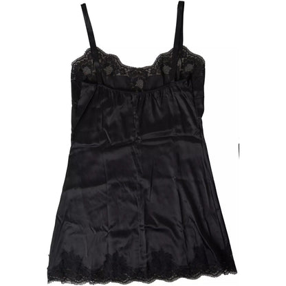 Dolce & Gabbana Black Lace Silk Sleepwear Camisole Top Underwear Dolce & Gabbana