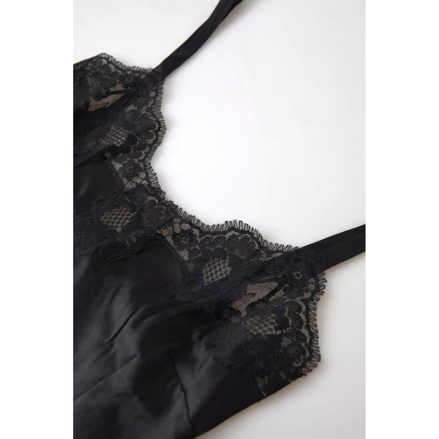 Dolce & Gabbana Black Lace Silk Sleepwear Camisole Top Underwear Dolce & Gabbana