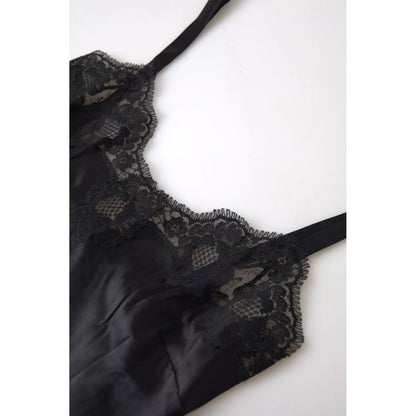 Dolce & Gabbana Black Lace Silk Sleepwear Camisole Top Underwear Dolce & Gabbana