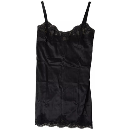 Dolce & Gabbana Black Lace Silk Sleepwear Camisole Top Underwear Dolce & Gabbana