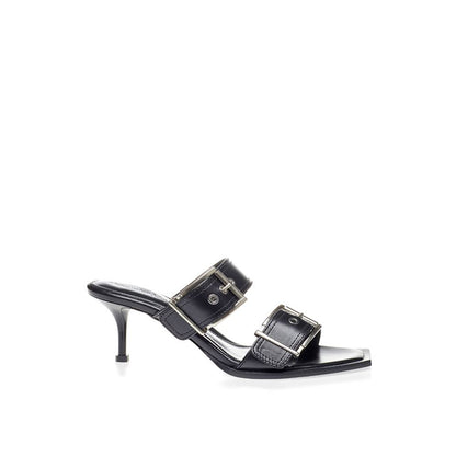 Alexander McQueen Black Leather Stiletto Heel Sandals