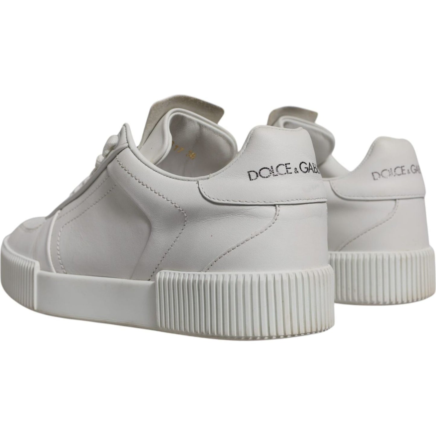 Dolce & Gabbana White Miami Leather Low Top Sneakers Shoes