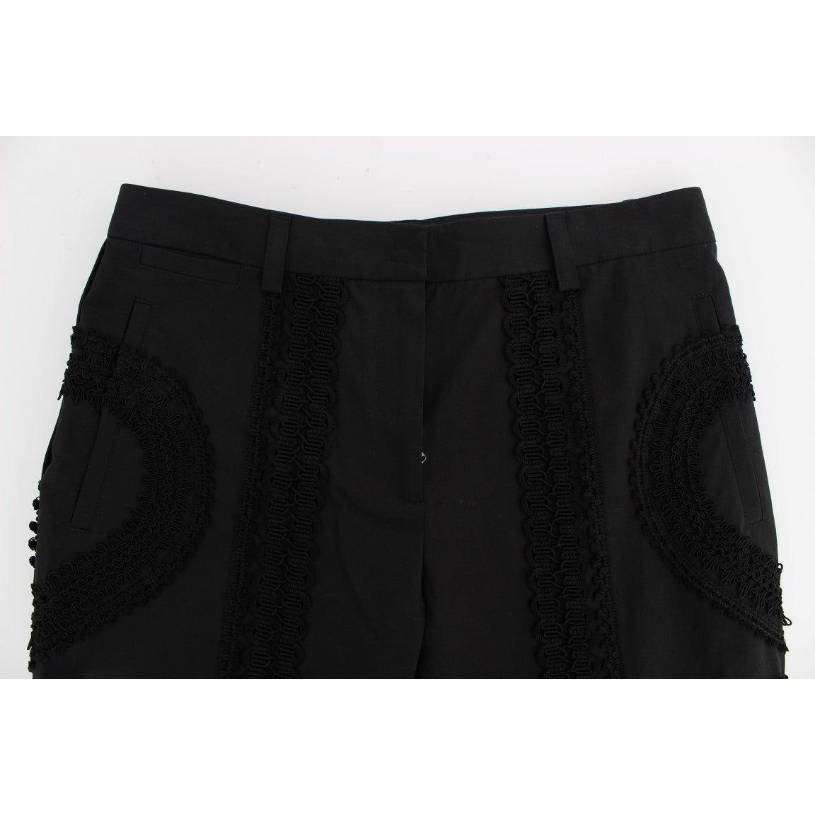Dolce & Gabbana Black Cotton Stretch Torero Capris Pants