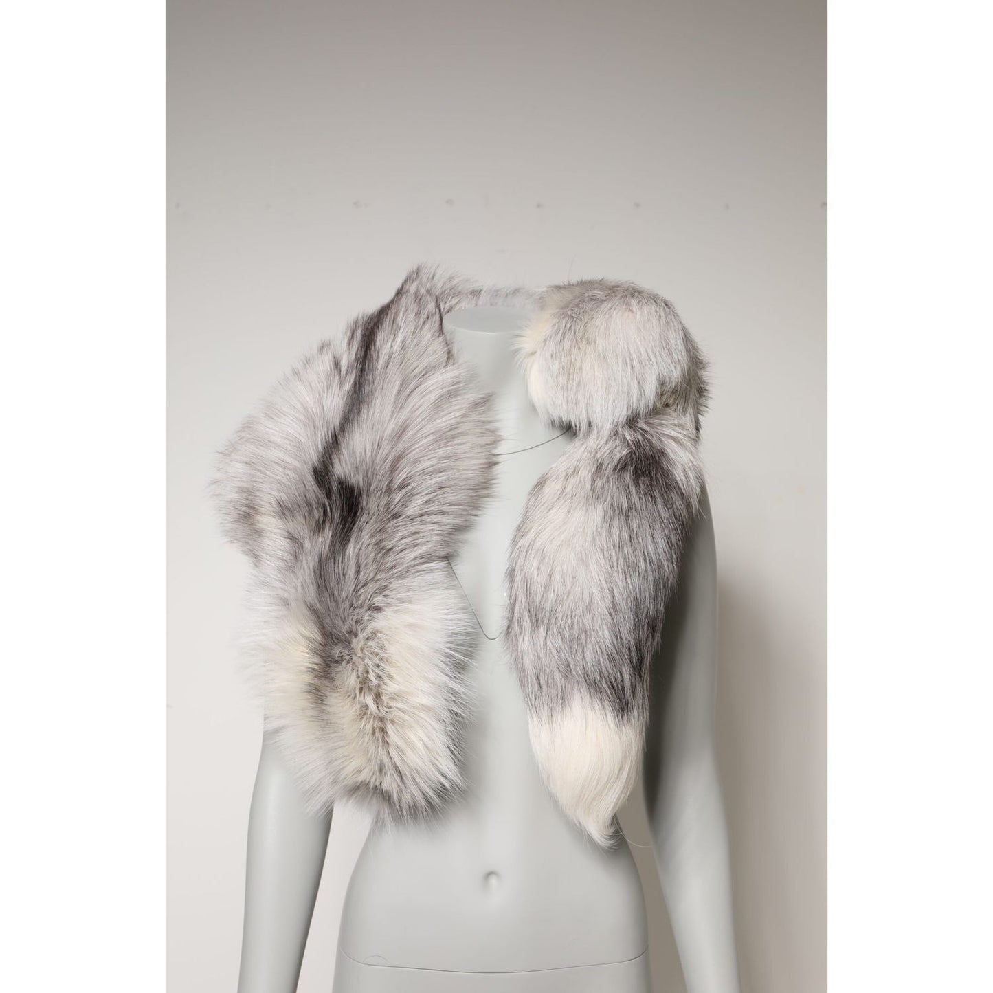 Dolce & Gabbana White Fox Fur Neck Wrap Warmer Winter Scarf