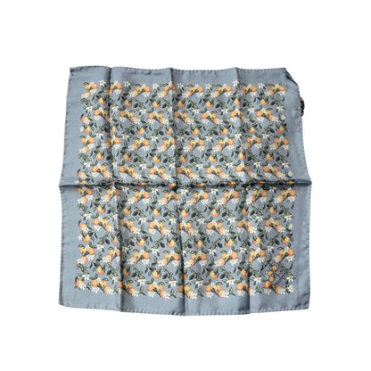 Dolce & Gabbana Gray Oranges Silk Square Handkerchief Scarf