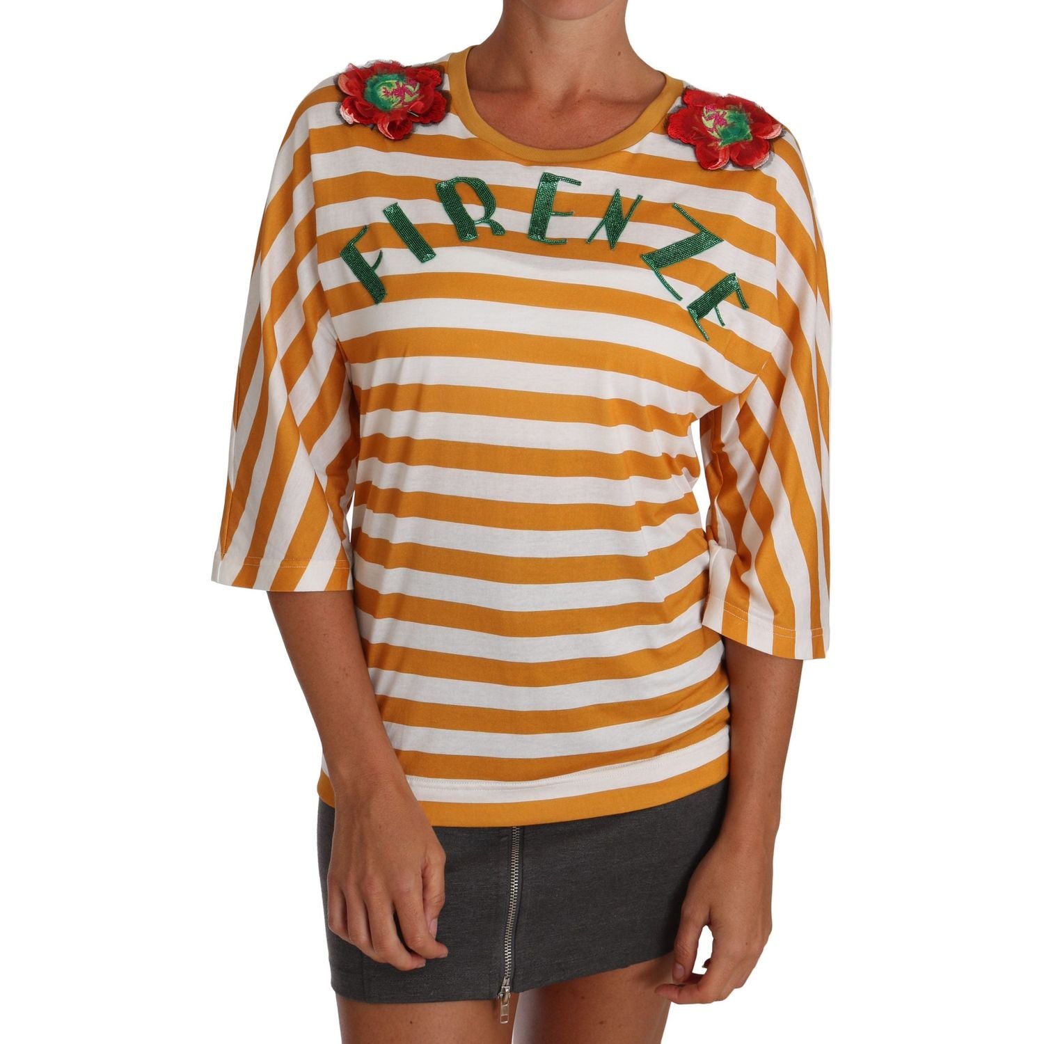 Dolce & Gabbana White Orange FIRENZE Top T-shirt