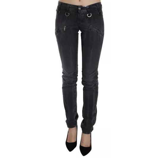 John Galliano Grey Washed Low Waist Zipper Side Skinny Denim Jeans John Galliano