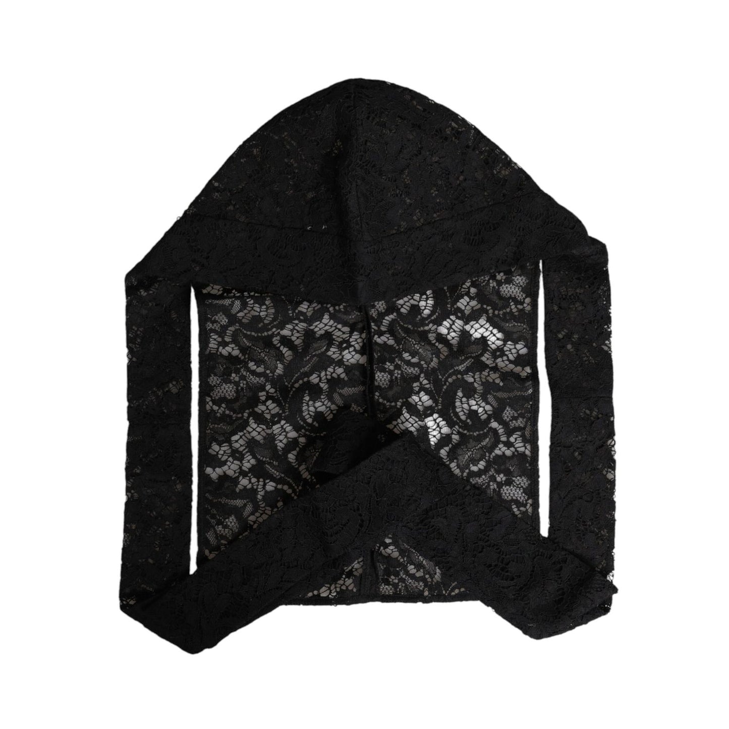 Dolce & Gabbana Black Floral Lace Whole Head Wrap Hat
